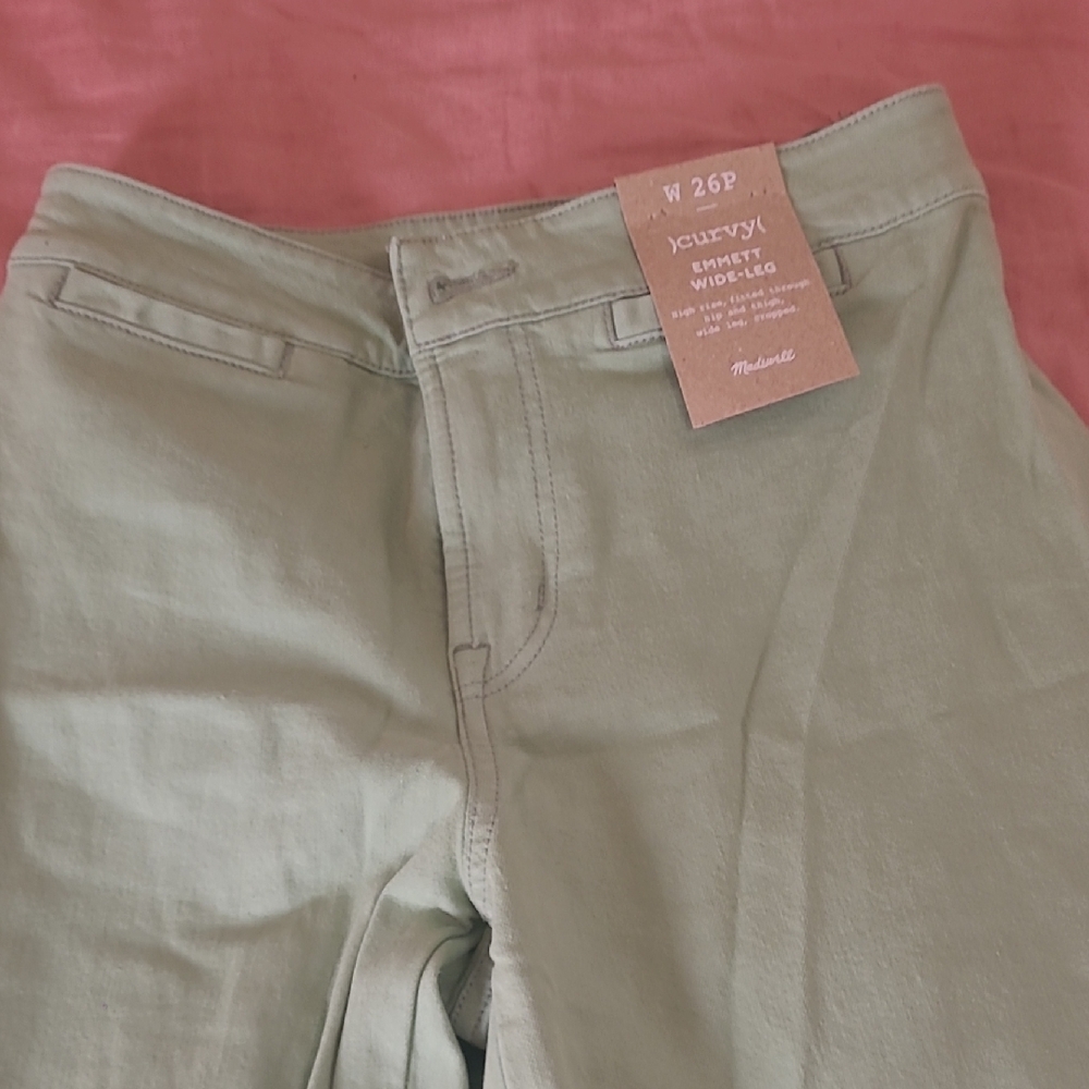 Madewell Sage Green Curvy Wide-Leg Pants